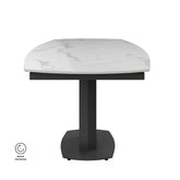 Oliver High Gloss White Marble Finish 119-179cm Ceramic Sintered Stone  Swivel Extending Dining Table with Grey Metal Base